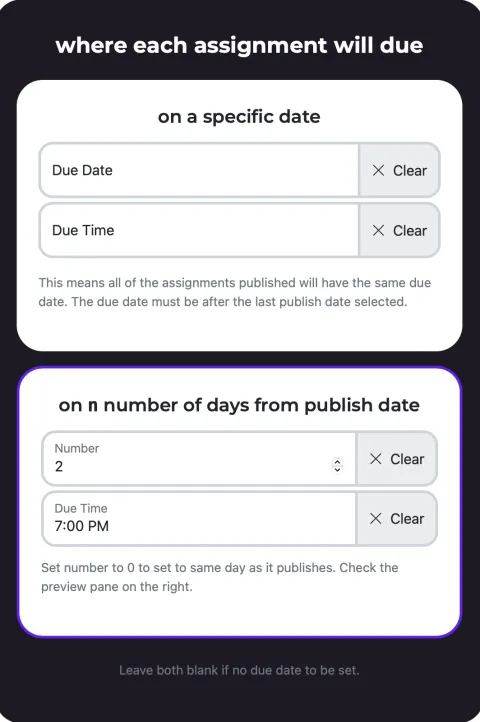 Custom due dates for each recurrence