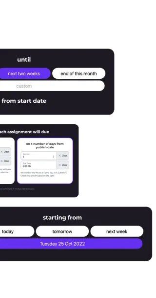Scheduler settings panel